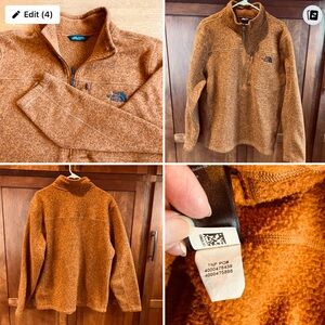 The North Face Mens sz XL Gordon's Lyons 1/4 Zip Orange Heather Fleece Pullover.